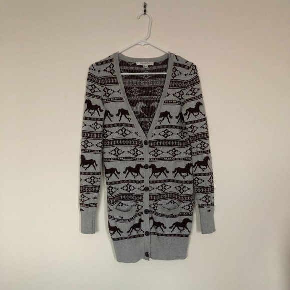 Forever 21 Sweaters - F21 Boho Cotton Longline Horse Cardigan - S